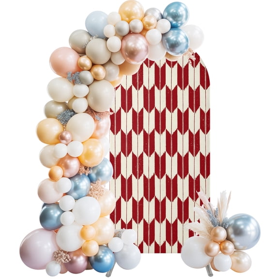 Arch Backdrop Cover 7.2 ft Red Arrow Patterns Arch Backdrop Stretch Abstract Geometric Lines Photo Background Arch Covers for Wedding Party Birthday Ceremony Banquet Decorations Balloon Arches