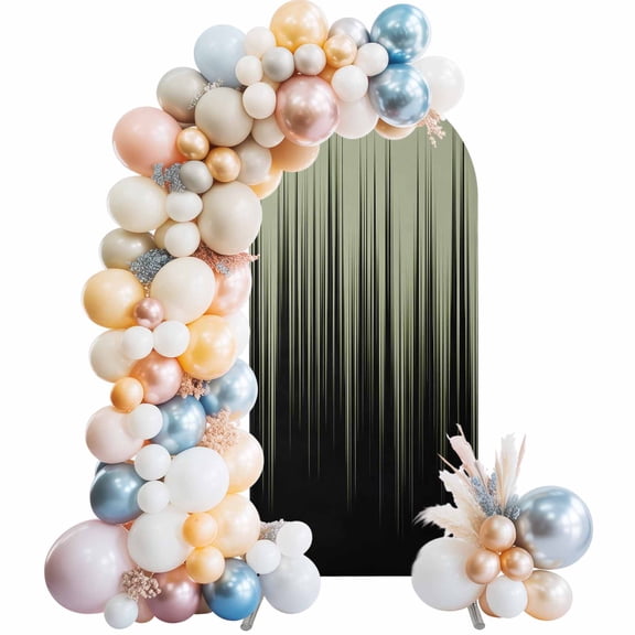 Arch Backdrop Cover 7.2 ft Sage Green Black Lines Arch Backdrop Stretch Abstract Art Stripes Photo Background Arch Covers for Wedding Party Birthday Ceremony Banquet Decorations Balloon Arches