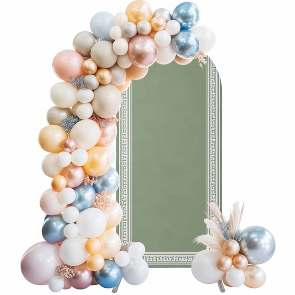 Arch Backdrop Cover 7.2 ft Sage Green Key Design Arch Backdrop Stretch Geometric Back Print Pattern Photo Background Arch Covers for Wedding Party Birthday Ceremony Banquet Decor Balloon Arches