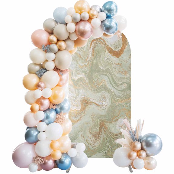 Arch Backdrop Cover 7.2 ft Sage Green Marble Arch Backdrop Stretch Fabric Abstract Fluid Art Photo Background Arch Covers for Wedding Party Birthday Ceremony Banquet Decorations Balloon Arches