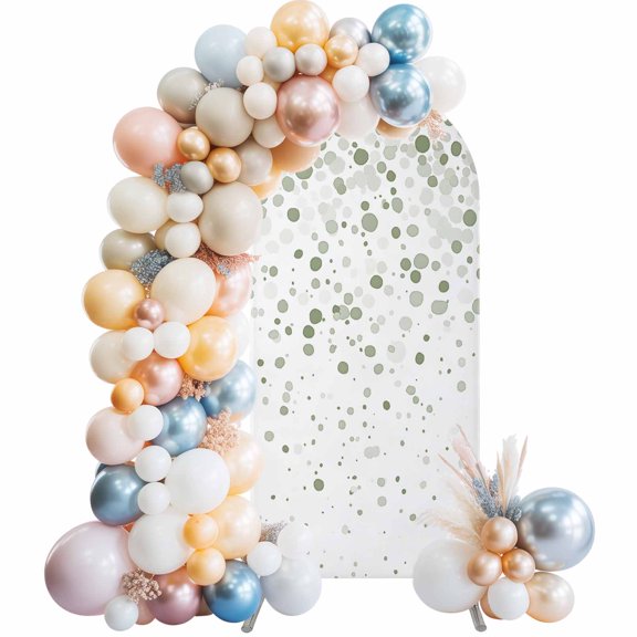 Arch Backdrop Cover 7.2 ft Sage Green Polka Dot Arch Backdrop Stretch Fabric Abstract Art Photo Background Arch Covers for Wedding Party Birthday Ceremony Banquet Decorations Balloon Arches
