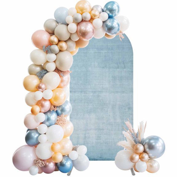 Arch Backdrop Cover 7.2 ft Sky Blue Linen Arch Backdrop Stretch Fabric Solid Color Texture Photo Background Arch Covers for Wedding Party Birthday Ceremony Banquet Decorations Balloon Arches