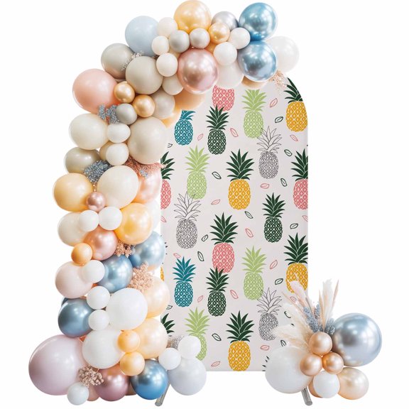 Arch Backdrop Cover 7.2 ft Summer Pineapple Arch Backdrop Stretch Fabric Colorful Tropical Fruit Photo Background Arch Covers for Wedding Party Birthday Ceremony Banquet Decorations Balloon Arches