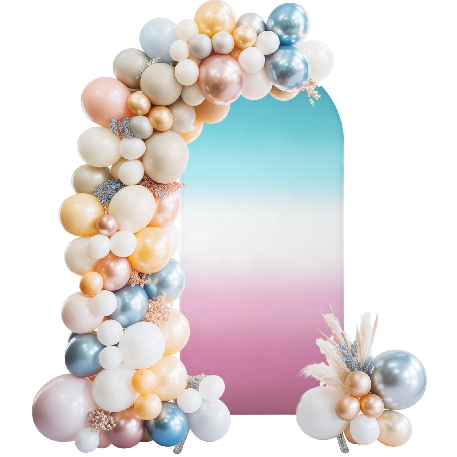 Arch Backdrop Cover 7.2 ft Teal White Pink Arch Backdrop Stretch Fabric ...