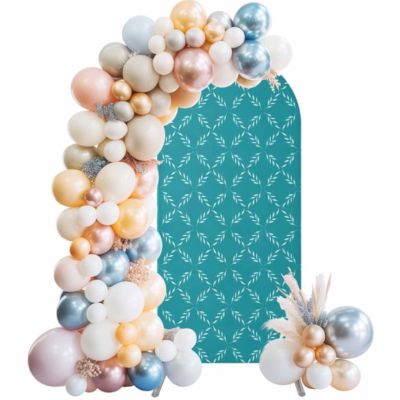 Arch Backdrop Cover 7.2 ft Turquoise Plaid Arch Backdrop Stretch Fabric Diamond Texture Photo Background Arch Covers for Wedding Party Birthday Ceremony Banquet Decorations Balloon Arches