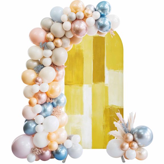 Arch Backdrop Cover 7.2 ft Yellow Paint Arch Backdrop Stretch Gradient Graffiti Modern Abstract Photo Background Arch Covers for Wedding Party Birthday Ceremony Banquet Decorations Balloon Arches