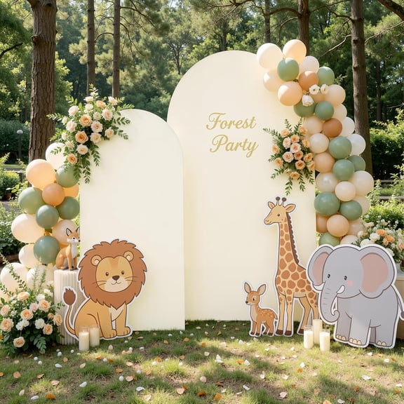 Arch Backdrop Cover Set of 2-7.2FT & 6FT Stretchy Spandex Fitted Arch Cover Double-Sided Backdrop Curtains Drapes for Wedding Reception Bridal Shower, Anniversary Party Decorations