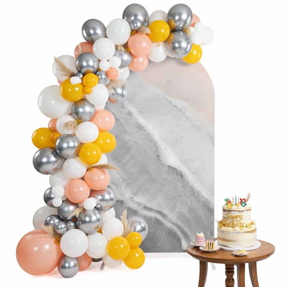 Arch Backdrop Cover for Wedding 6FT Abstract Grey Waves Beach Stretch ...