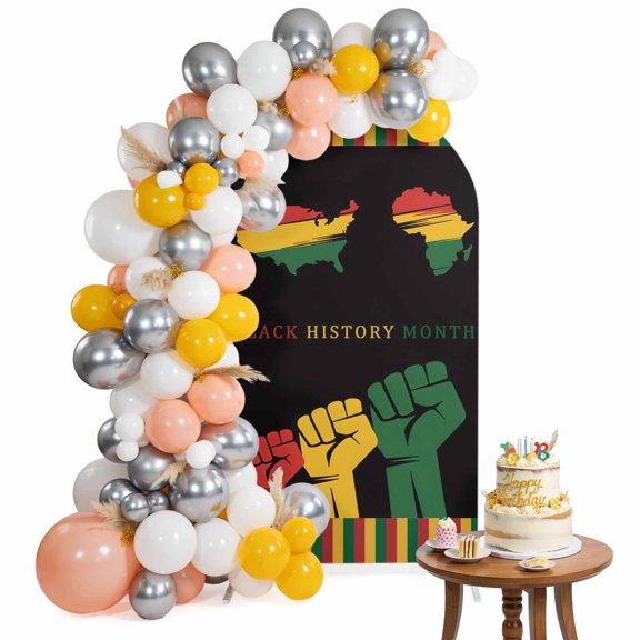Arch Backdrop Cover for Wedding 6FT Black History Month Stretch Spandex Party Arch Cover, Fabric Backdrop Banner for Baby Shower, Birthday, Bridal Shower Decor June Festival American