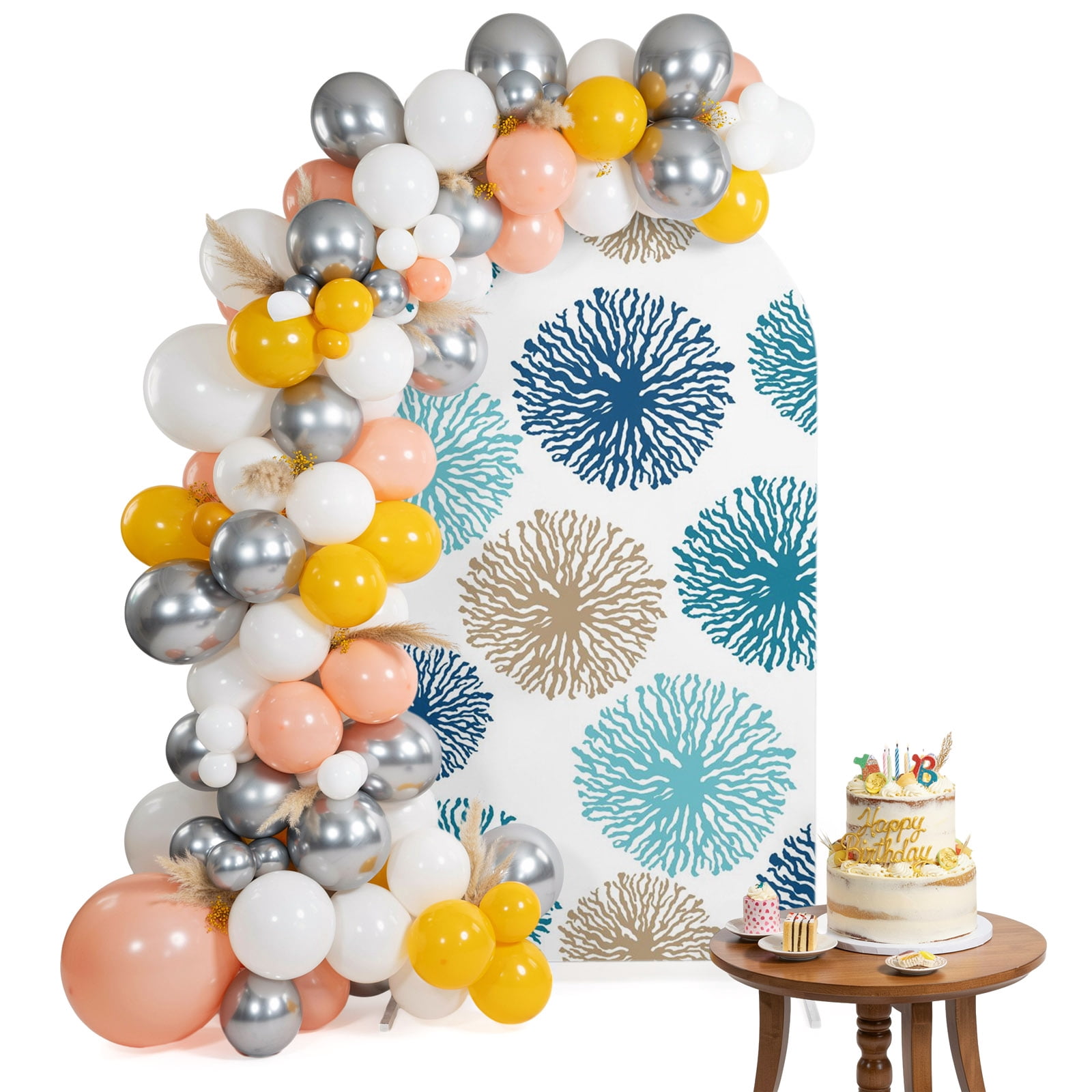 Arch Backdrop Cover for Wedding 6FT Blue Floral Dandelion Stretch ...