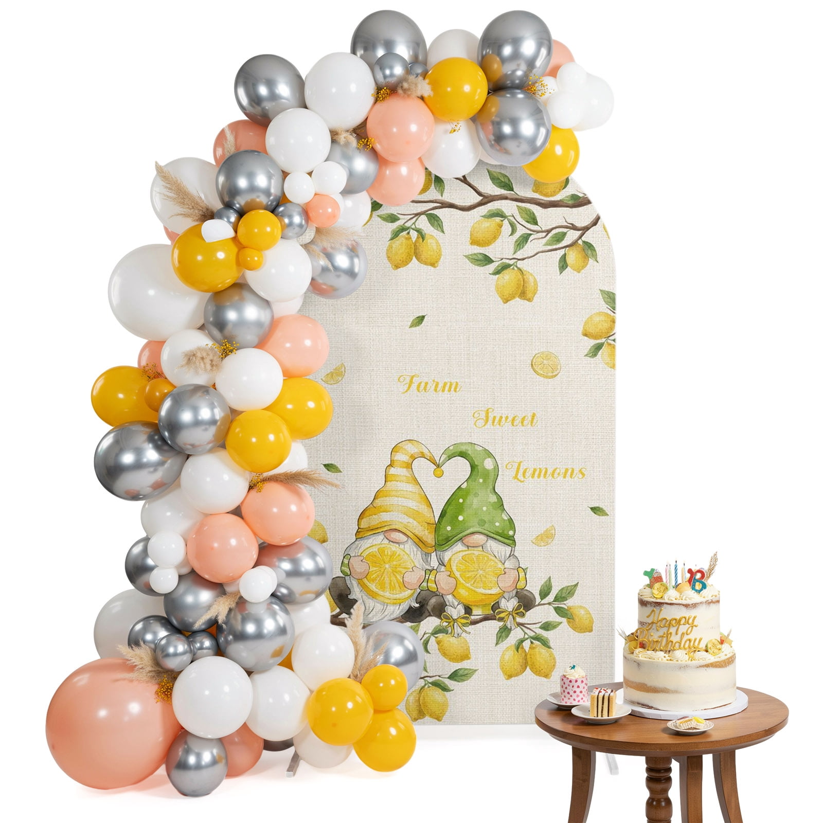 Sum Gear Arch Backdrop Cover for Wedding 6FT Farmhouse Lemons Stretch Spandex ...