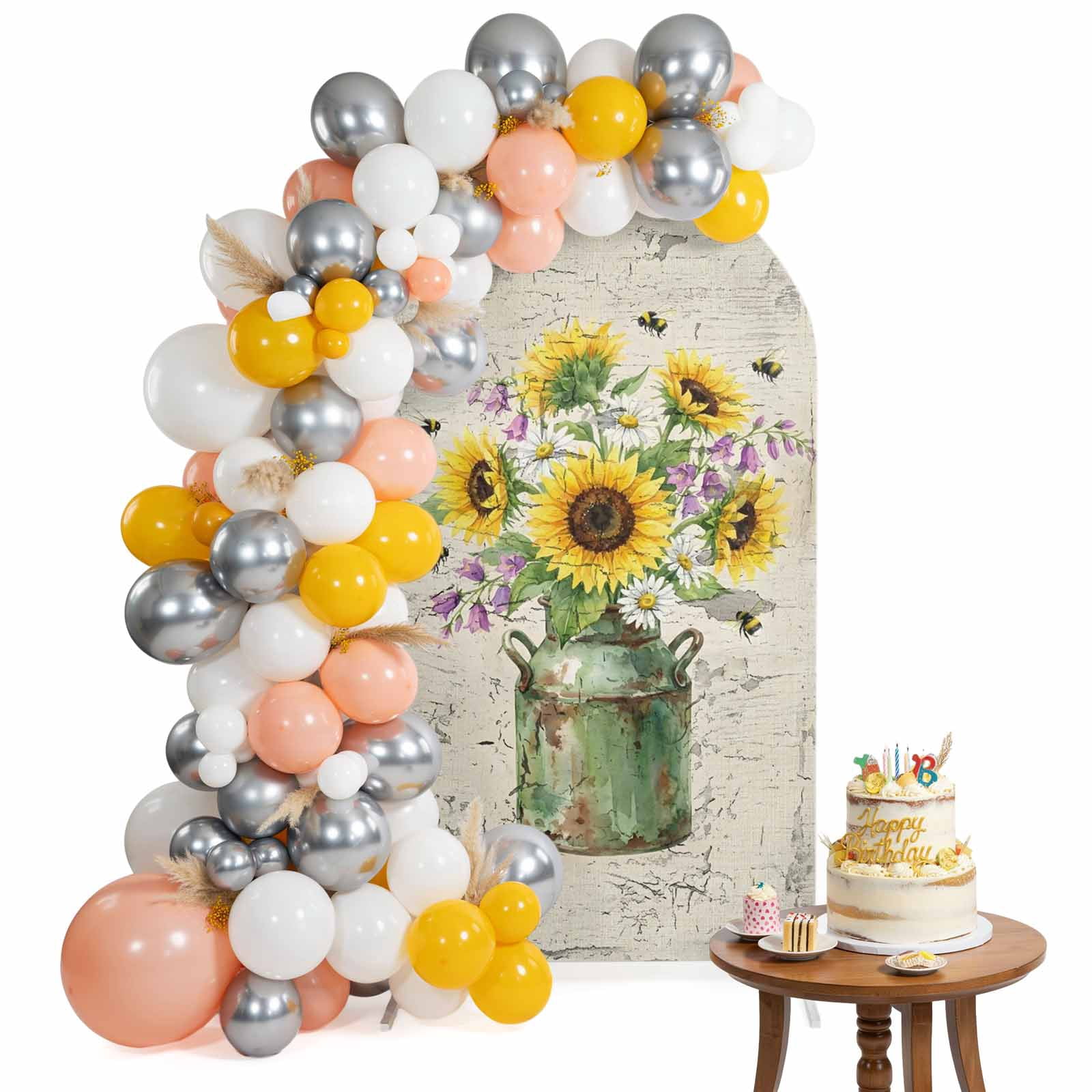 Simple Rustic Arch Arch Backdrop Cover for Wedding 6FT Rustic Floral Stretch Spandex Party ...