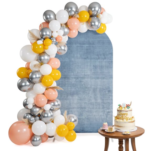 Arch Backdrop Cover for Wedding 6FT Vintage Denim Blue Stretch Spandex Party Arch Cover, Fabric Backdrop Banner for Baby Shower, Birthday, Bridal Shower Decor Abstract Industrial Art