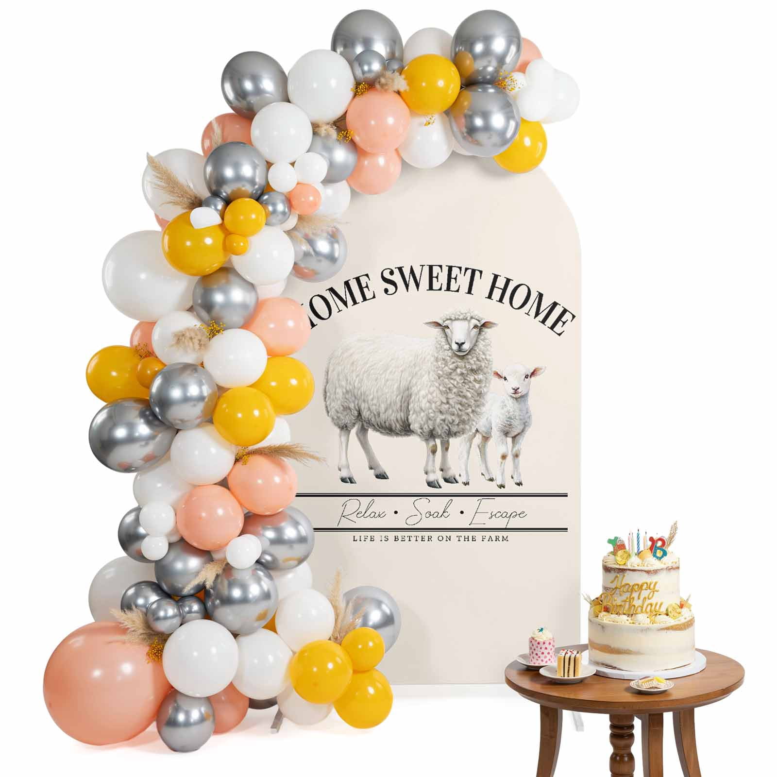 Arch Backdrop Cover for Wedding 7.2FT Farmhouse Sheep Stretch Spandex ...