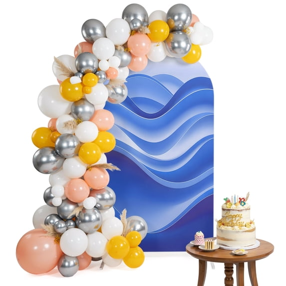 Arch Backdrop Cover for Wedding 7.2FT Ombre Watercolor Blue Stretch ...