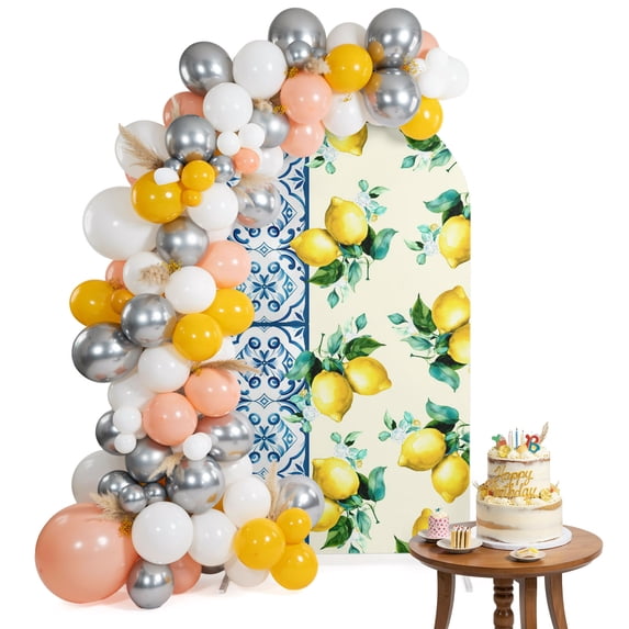 Arch Backdrop Cover for Wedding 7.2FT Summer Yellow Lemon Stretch ...