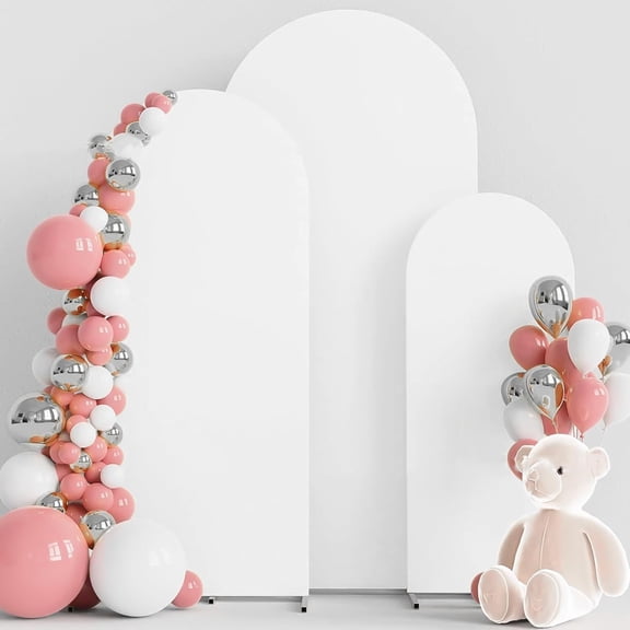 Arch Backdrop Cover, Wedding Arch Cover Spandex Fitted Cover for Photography Studio Stretchy Backdrop Cover for Birthday Shower Ceremony Banquet (White, 6+6.6+7.2FT)