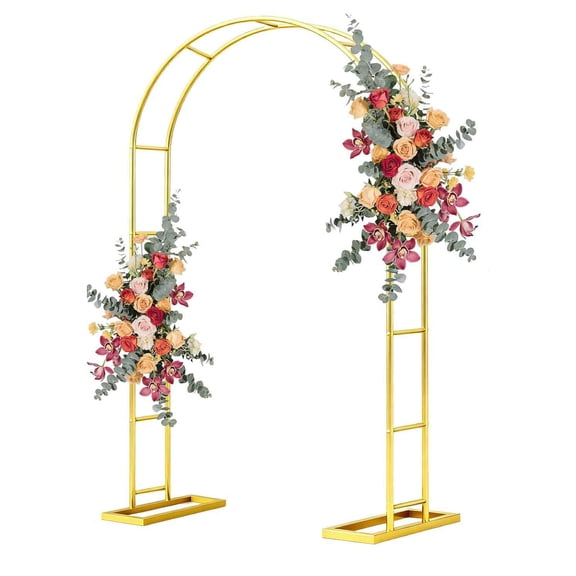 Arch Backdrop Stand, Metal Pergola Arbors, Gold Garden Wide Arbors and Arches Trellis for Climbing Plants Outdoor, Assemble Freely for Party or Garden Decoration