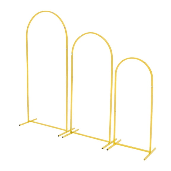 Arch Backdrop Stand, Set of 3, 6/5/4 ft, Stable Structure, Easy Assembly, Gold Metal Arch Backdrop Stand for Wedding, Birthday Party, Graduation, Holiday Celebration, and Ceremony Decoration