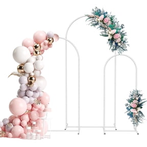 Arch Backdrop Stand Set of 3, 6FT,5FT,4FT, Metal Wedding Balloon Arch Stand,Photo Arched Backdrop Frame for Parties Anniversary Birthday Bridal Shower Home (White)