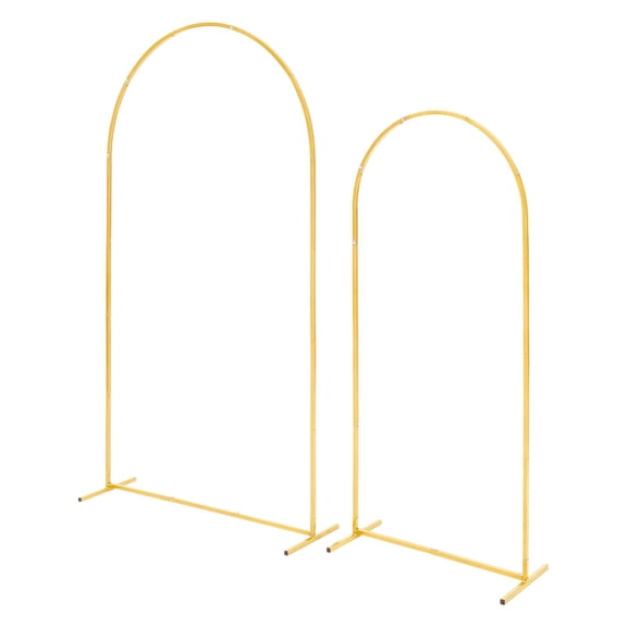 Arch Backdrop Stand Set of 2, 7.2 ft & 6 ft Gold Metal Frame, Wedding Birthday Party Ceremony Decoration
