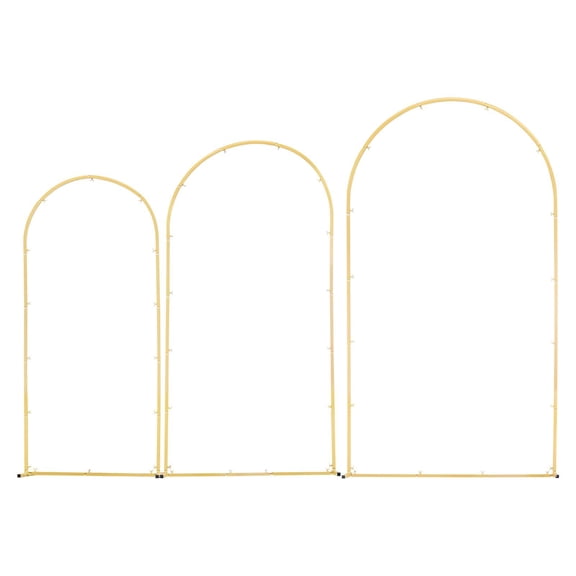 Arch Backdrop Stand Set of 3, 7.2/6.6/6 Feet, Gold Metal, Easy Assembly, for Wedding Birthday Graduation Ceremony
