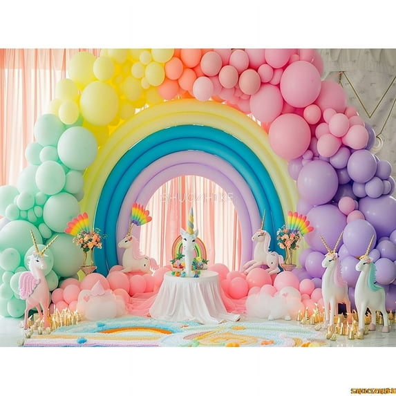 Arch Balloons Unicorns Photography Backdrops Props Baby Newborn Birthday Party ration Background RA-01