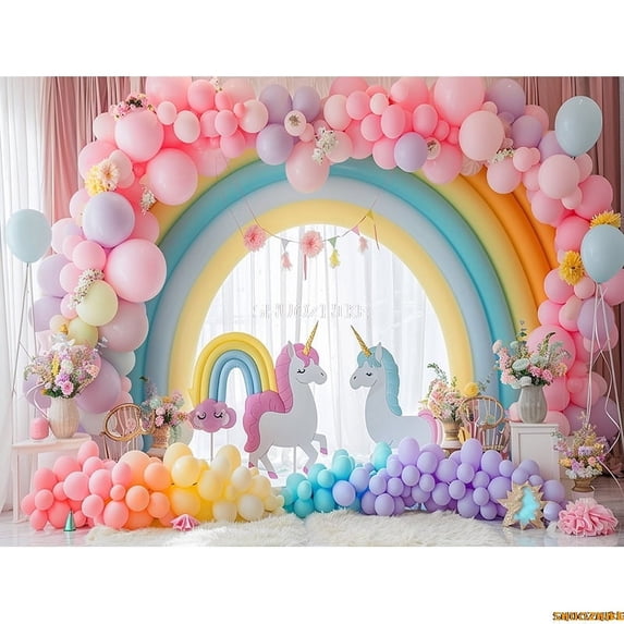 Arch Balloons Unicorns Photography Backdrops Props Baby Newborn Birthday Party ration Background RA-04