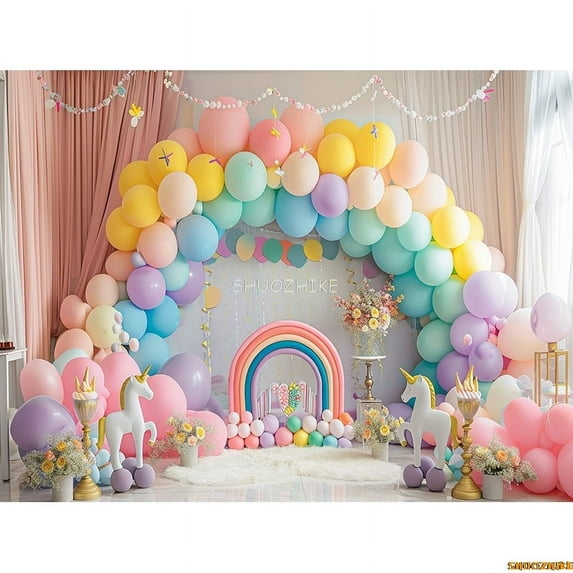 Arch Balloons Unicorns Photography Backdrops Props Baby Newborn Birthday Party ration Background RA-04