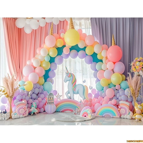 Arch Balloons Unicorns Photography Backdrops Props Baby Newborn Birthday Party ration Background RA-04