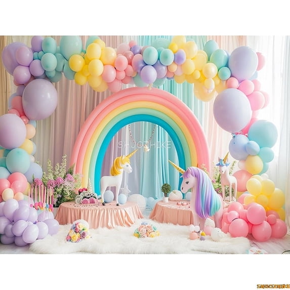 Arch Balloons Unicorns Photography Backdrops Props Baby Newborn Birthday Party ration Background RA-0