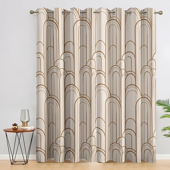 Arch Blackout Curtains, Mid Century Modern Retro Geometric Curtains for Bedroom Living Room Kitchen Window, Arch Home Decor Drapes 53"W x 96"L
