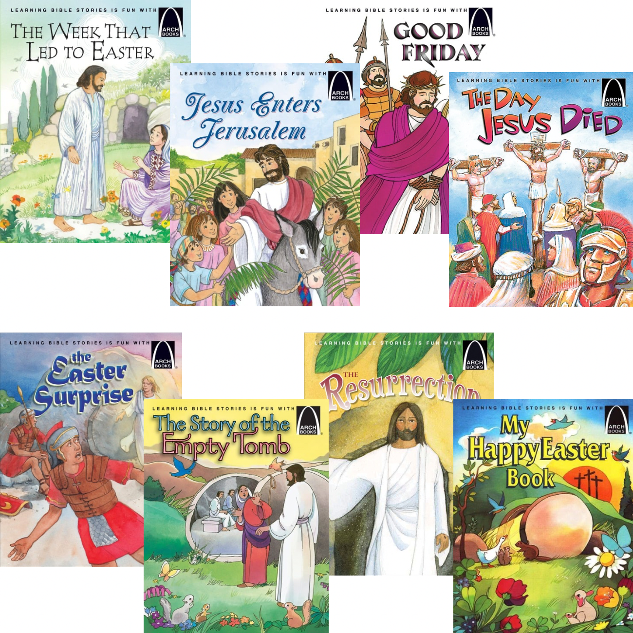 Arch Books Easter Collection (8) The Week That Led To Easter; Jesus Enters Jerusalem; Good Friday; The Day Jesus Died; Easter Surprise; Resurrection; My Happy Easter (Paperback Set)