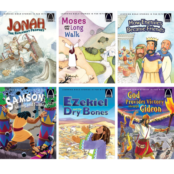 Arch Books Old Testament Bible Stories : Samson Strong and Faithful; Jonah Runaway Prophet; Victory Through Gideon; Ezekiel; Moses and the Long Walk; Enemies Become Friends (Paperback Set)
