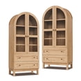 thumbnail image 1 of Arch Bookshelf with Storage Set of 2, Tall Bookcase with Glass Doors & Drawers, 1 of 7