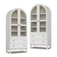 thumbnail image 1 of Arch Bookshelf with Storage Set of 2, Tall Bookcase with Glass Doors & Drawers, 1 of 7