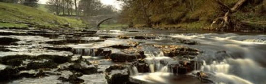 Arch Bridge Over A River Stainforth Force River Ribble North Yorkshire England United Kingdom Canvas Art - Panoramic Images (18 x 6)