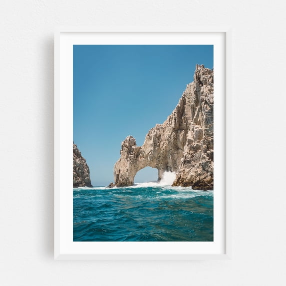 Arch of Cabo San Lucas - Cabo San Lucas Baja California Sur Mexico Photography Seascape Ocean Waves Coastal Nature Travel Poster Landscape White Framed Wall Art Print 16 x 20 inches