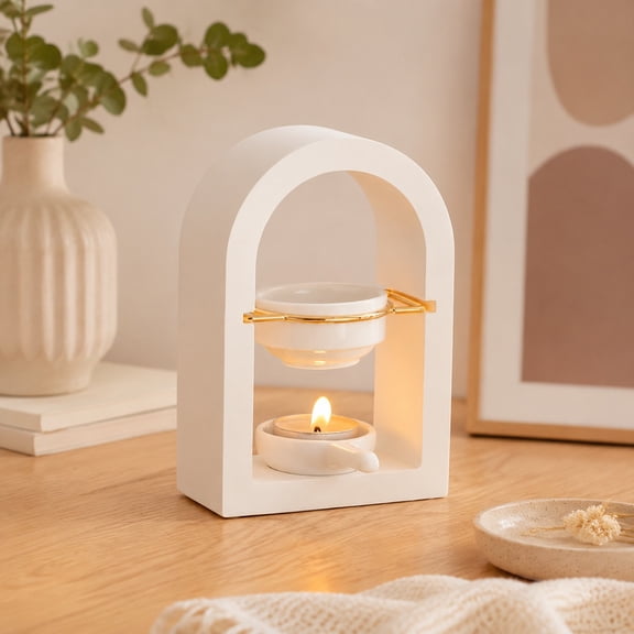 Arch Ceramic Wax Warmer, Flameless Essential Oil Diffuser for Home, Elegant Aroma Burner for Women and Couples, Romantic Home Decor for Christmas, Valentines Day and Holiday