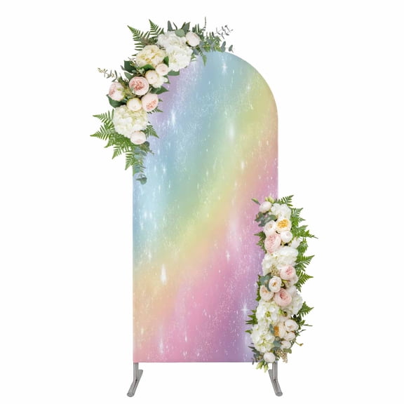 Arch Covers, Abstract Rainbow Arch Covers Stretchy Backdrop 5'x2.1', Fantasy Ombre Moden Art Spandex Fitted Round Top Chiara Arches Backdrop Cover for Wedding Party Birthday Banquet