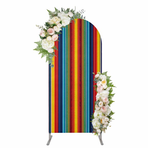 Arch Covers, Abstract Vertical Striped Arch Covers Stretchy Backdrop 4'x1.65', Colorful Rainbow Stripes Retro Spandex Fitted Round Top Chiara Arches Backdrop Cover for Wedding Party Birthday Banquet