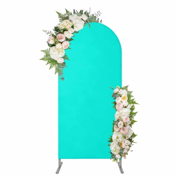 Arch Covers, Aqua Grunge Street Style Painting Brush Print Ombre Design Illustration Arch Covers Stretchy Backdrop 4'x1.65', Spandex Round Top Chiara Arches Backdrop Cover for Wedding Party Birthday