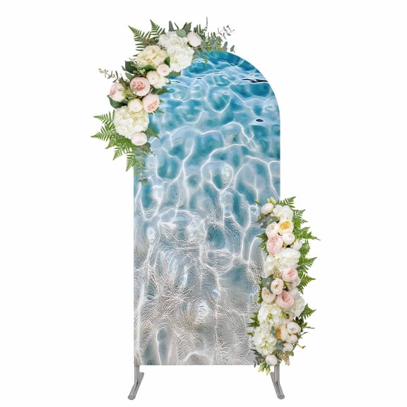 Arch Covers, Blue Ocean Arch Covers Stretchy Backdrop 6'x2.6', Underwater Sea Waves Water Ripple Seascape Spandex Fitted Round Top Chiara Arches Backdrop Cover for Wedding Party Birthday Banquet