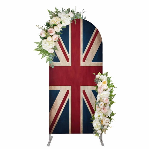Arch Covers, British Flag Arch Covers Stretchy Backdrop 6'x2.6', Vintage United Kingdom England Uk Flag Spandex Fitted Round Top Chiara Arches Backdrop Cover for Wedding Party Birthday Banquet