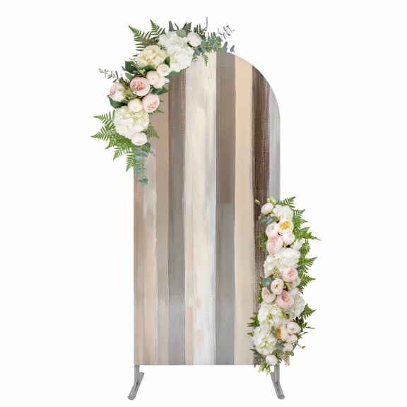Arch Covers, Brown Grey Arch Covers Stretchy Backdrop 4'x1.65', Abstract Neutral Textured Modern Minimalist Spandex Fitted Round Top Chiara Arches Backdrop Cover for Wedding Party Birthday Banquet