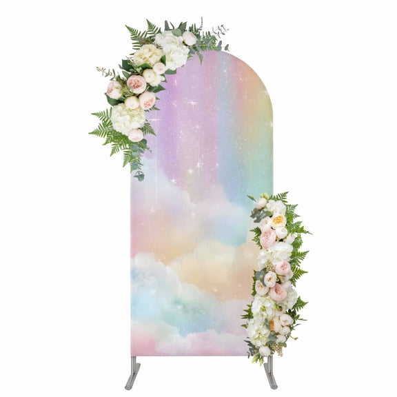 Arch Covers, Colorful Ombre Arch Covers Stretchy Backdrop 6'x2.6', Pink Sky Modern Abstract Art Gradient Spandex Fitted Round Top Chiara Arches Backdrop Cover for Wedding Party Birthday Banquet