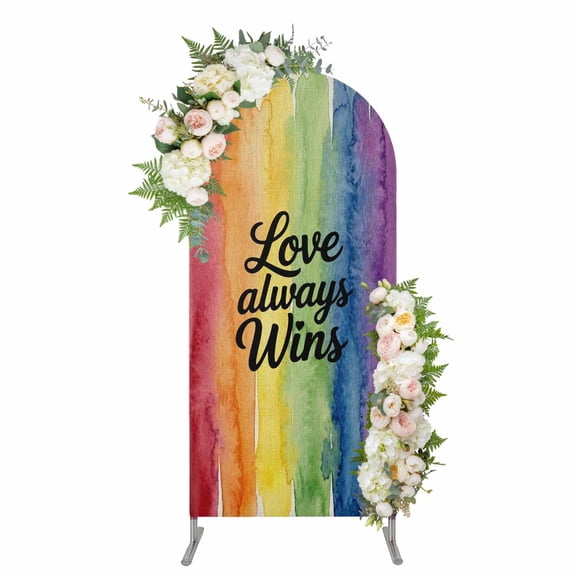 Arch Covers, Colorful Striped Arch Covers Stretchy Backdrop 6'x2.6', Modern Abstract Rainbows Stripes Spandex Fitted Round Top Chiara Arches Backdrop Cover for Wedding Party Birthday Banquet
