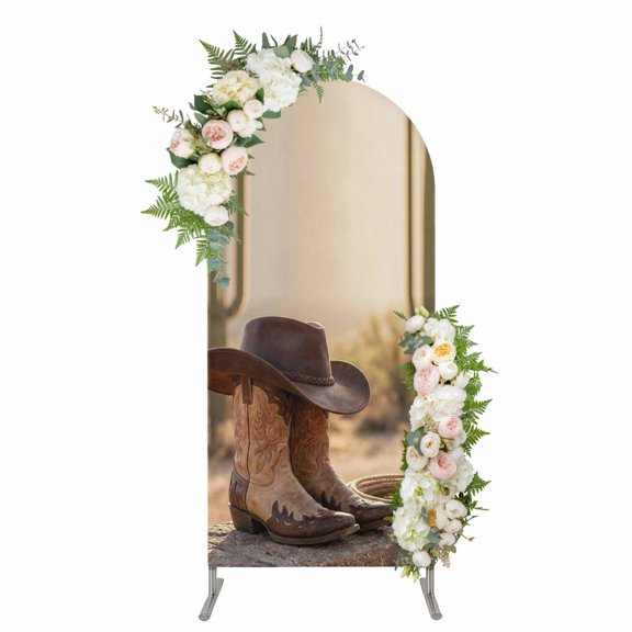 Arch Covers, Cowboy Western Arch Covers Stretchy Backdrop 4'x1.65', Cowboy Hats Boots Desert Cacti Vintage Spandex Fitted Round Top Chiara Arches Backdrop Cover for Wedding Party Birthday Banquet