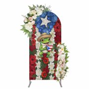 Arch Covers, Funny Frog Arch Covers Stretchy Backdrop 4x1.65, Farmhouse Red Blue Floral Puerto Rico Flag Spandex Fitted Round Top Chiara Arches Backdrop Cover for Wedding Party Birthday Banquet