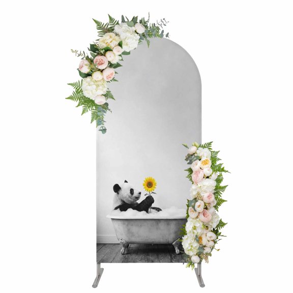 Arch Covers, Funny Panda Arch Covers Stretchy Backdrop 4'x1.65', Cute Art Vintage Lovely Animals on Bathtub Spandex Fitted Round Top Chiara Arches Backdrop Cover for Wedding Party Birthday Banquet